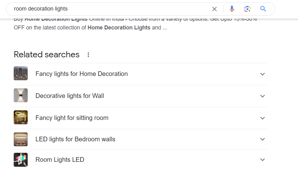 Screenshot of the 'Related Search' section of Google Search results page. 